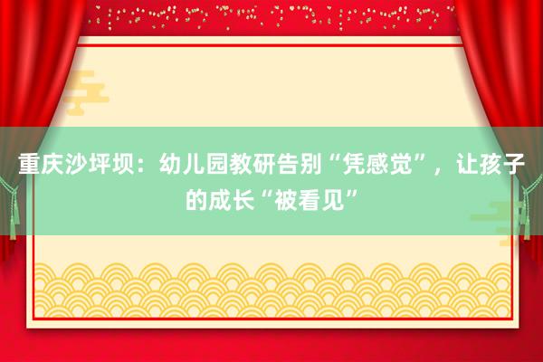 重庆沙坪坝：幼儿园教研告别“凭感觉”，让孩子的成长“被看见”